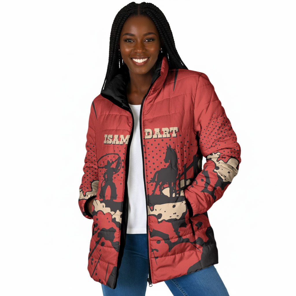 Isom Dart Black Cowboy Padded Jacket Wild West Outlaw Vintage Comic Art