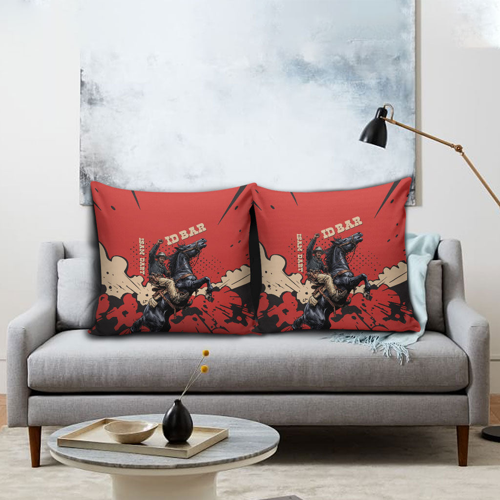 Isom Dart Black Cowboy Pillow Cover Wild West Outlaw Vintage Comic Art