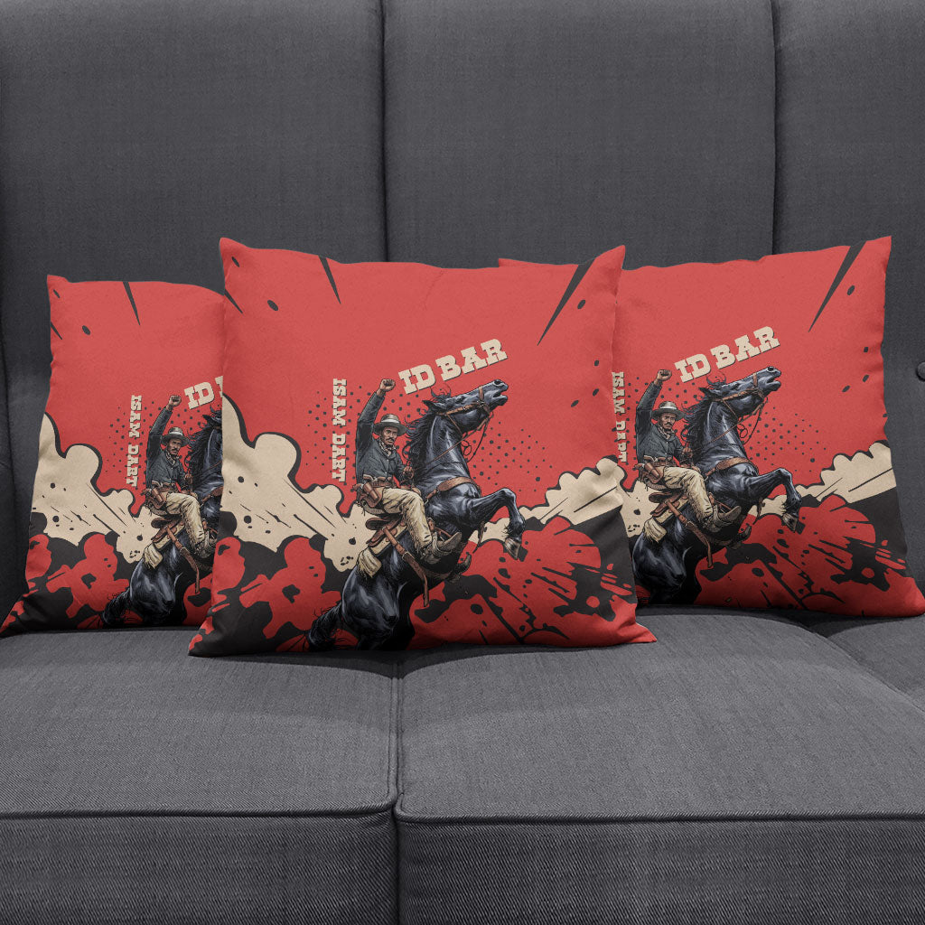 Isom Dart Black Cowboy Pillow Cover Wild West Outlaw Vintage Comic Art