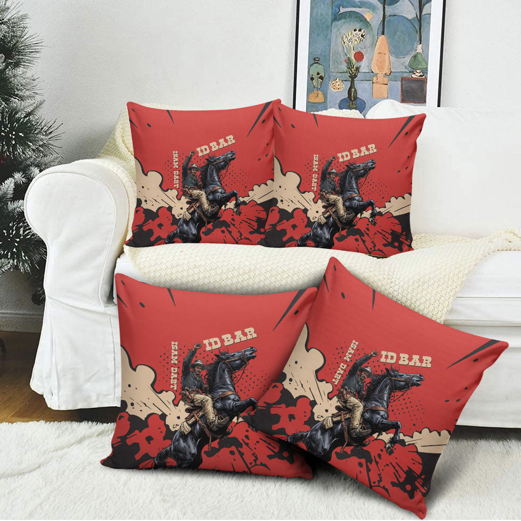 Isom Dart Black Cowboy Pillow Cover Wild West Outlaw Vintage Comic Art