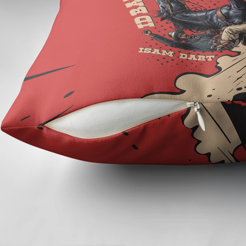 Isom Dart Black Cowboy Pillow Cover Wild West Outlaw Vintage Comic Art
