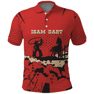 Isom Dart Black Cowboy Polo Shirt Wild West Outlaw Vintage Comic Art