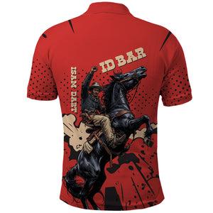 Isom Dart Black Cowboy Polo Shirt Wild West Outlaw Vintage Comic Art