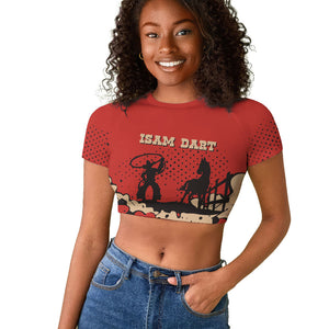 Isom Dart Black Cowboy Raglan Cropped T shirt Wild West Outlaw Vintage Comic Art