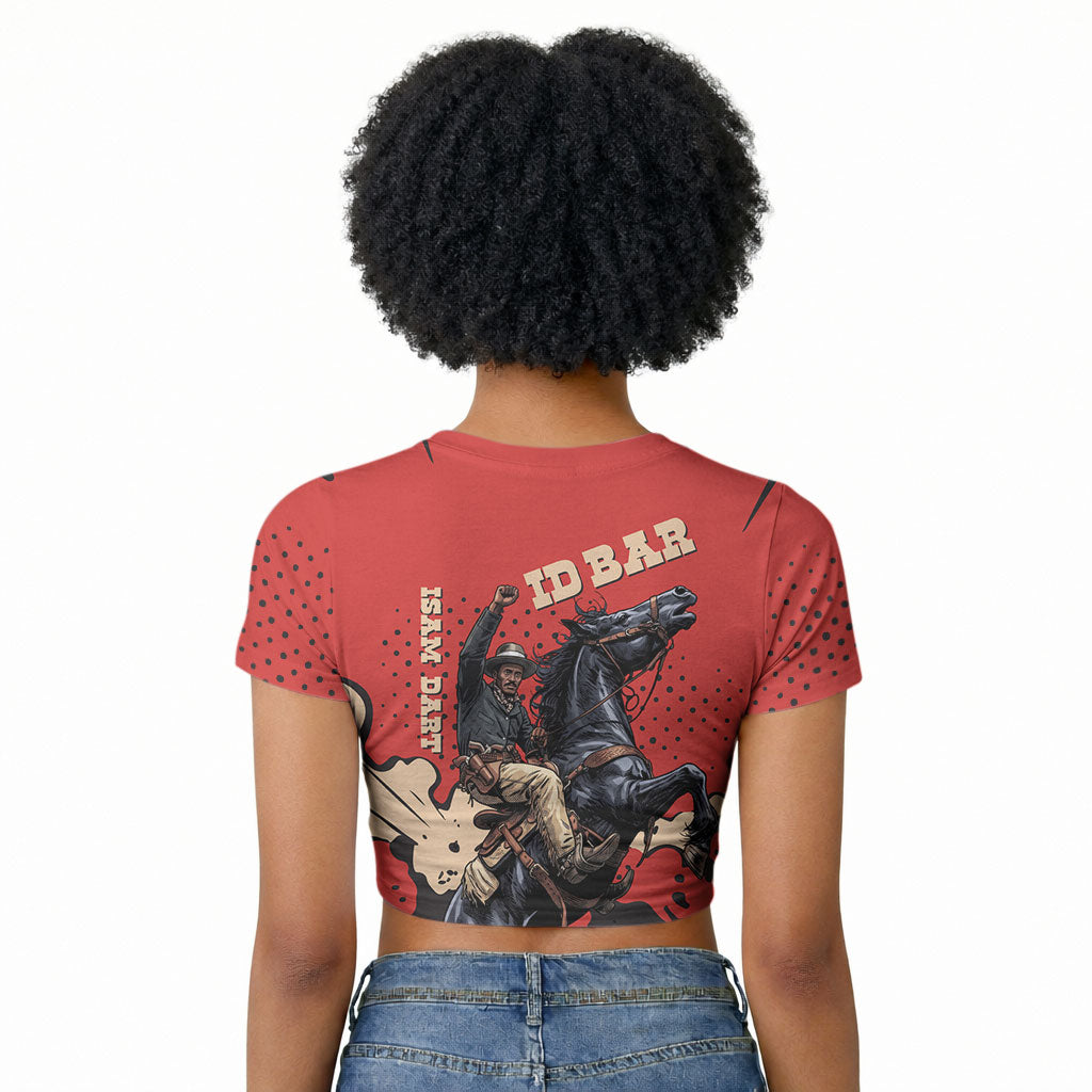 Isom Dart Black Cowboy Raglan Cropped T shirt Wild West Outlaw Vintage Comic Art