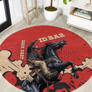 Isom Dart Black Cowboy Round Carpet Wild West Outlaw Vintage Comic Art