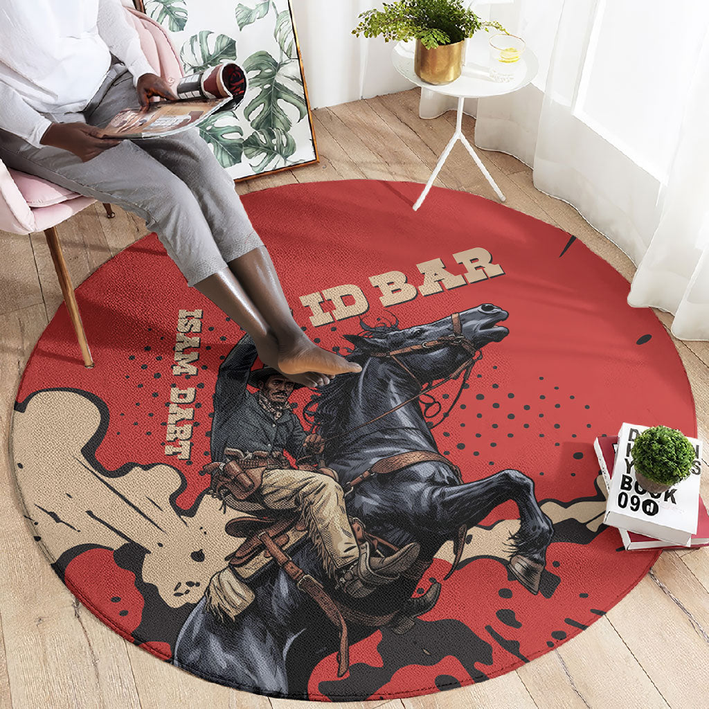 Isom Dart Black Cowboy Round Carpet Wild West Outlaw Vintage Comic Art