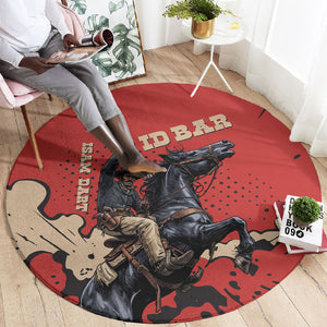Isom Dart Black Cowboy Round Carpet Wild West Outlaw Vintage Comic Art