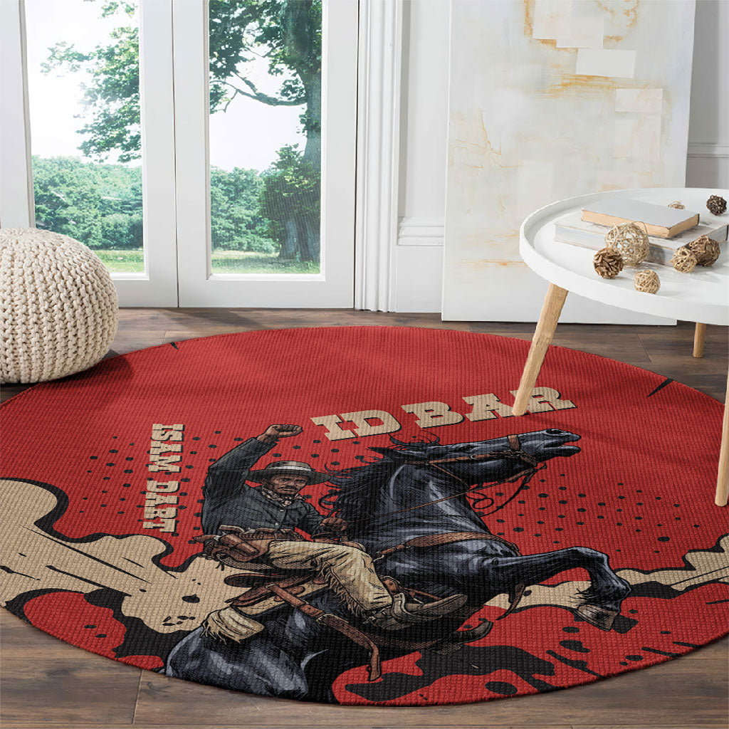 Isom Dart Black Cowboy Round Carpet Wild West Outlaw Vintage Comic Art