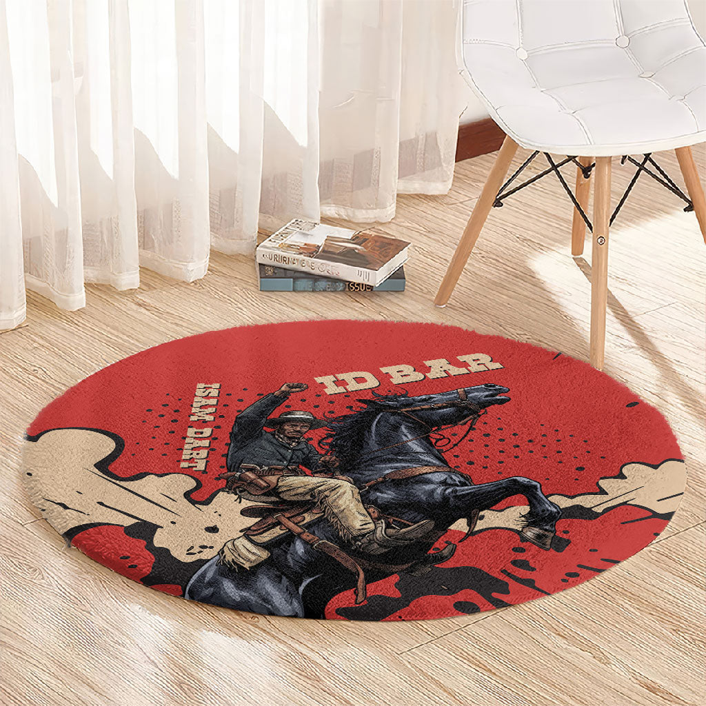 Isom Dart Black Cowboy Round Carpet Wild West Outlaw Vintage Comic Art