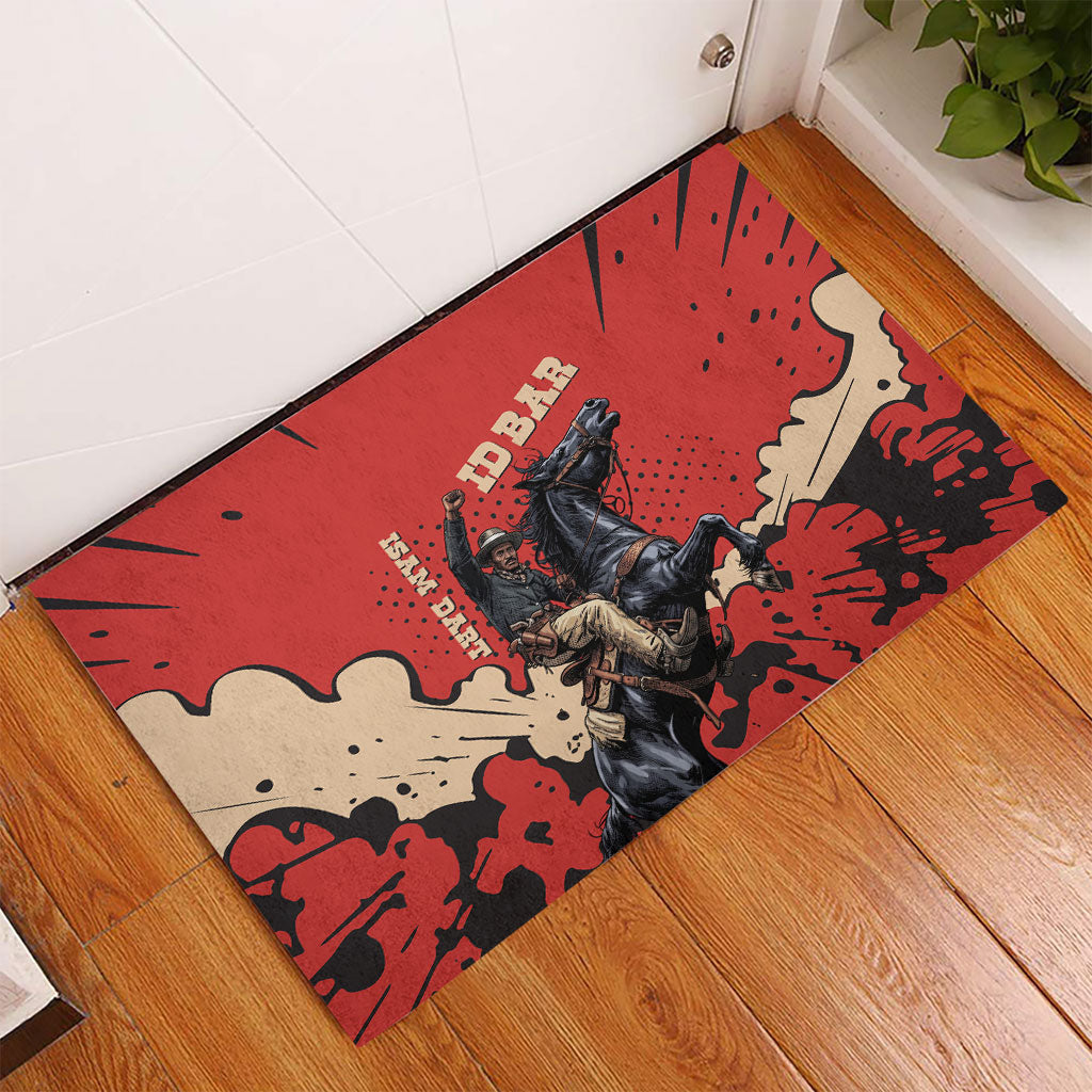 Isom Dart Black Cowboy Rubber Doormat Wild West Outlaw Vintage Comic Art