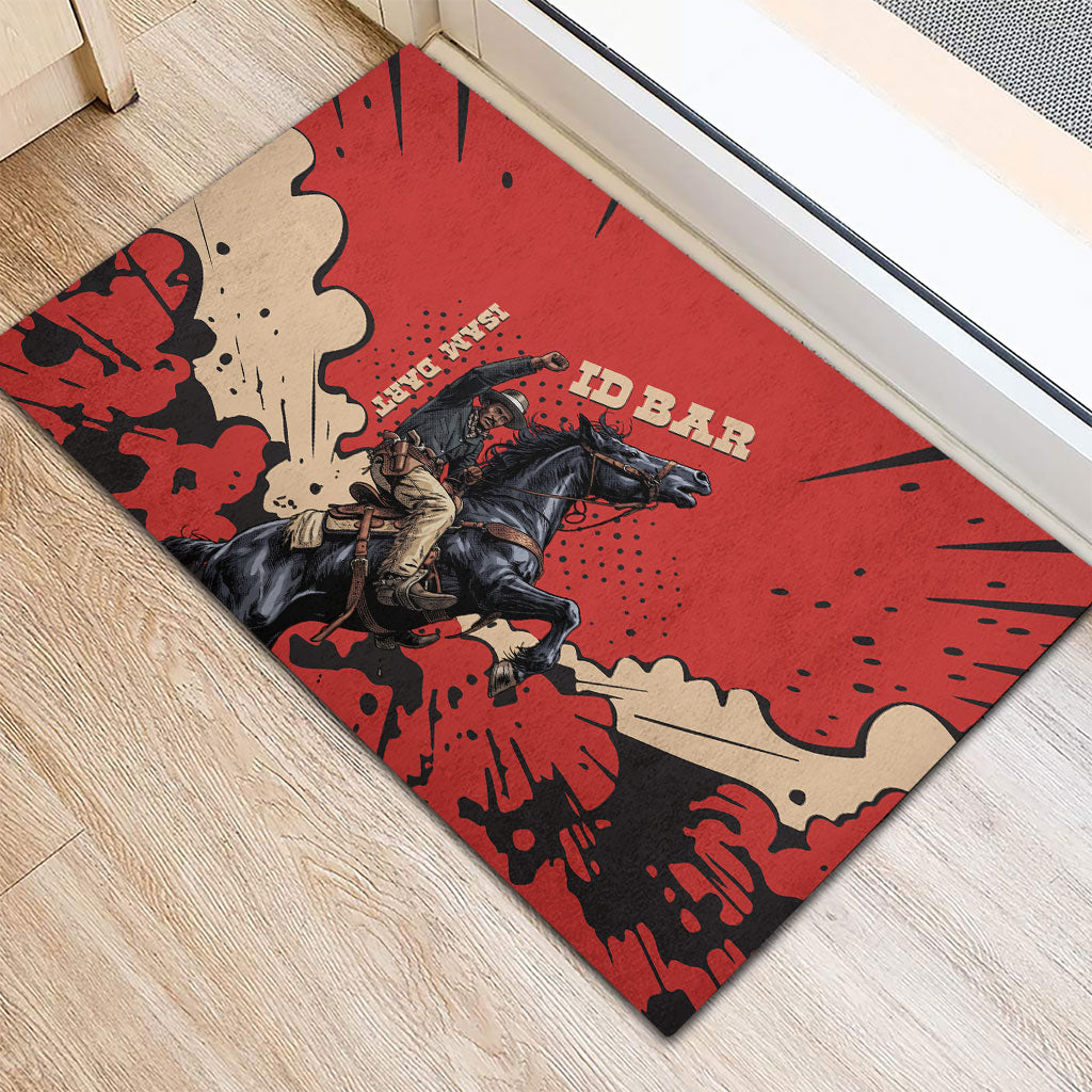 Isom Dart Black Cowboy Rubber Doormat Wild West Outlaw Vintage Comic Art