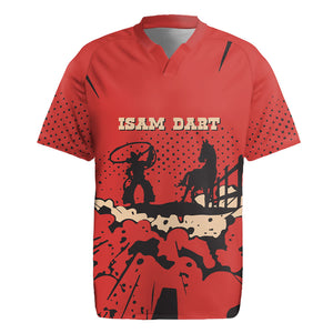 Isom Dart Black Cowboy Rugby Jersey Wild West Outlaw Vintage Comic Art
