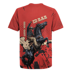 Isom Dart Black Cowboy Rugby Jersey Wild West Outlaw Vintage Comic Art