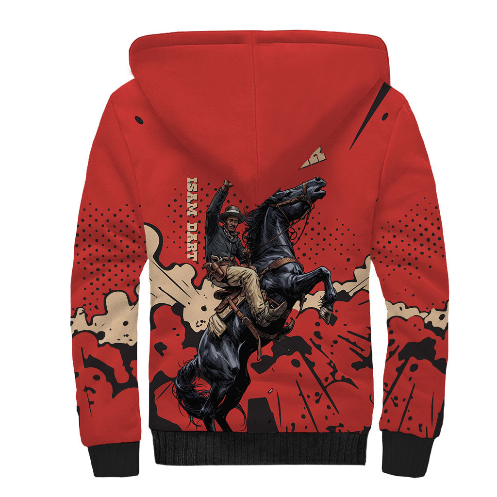 Isom Dart Black Cowboy Sherpa Hoodie Wild West Outlaw Vintage Comic Art