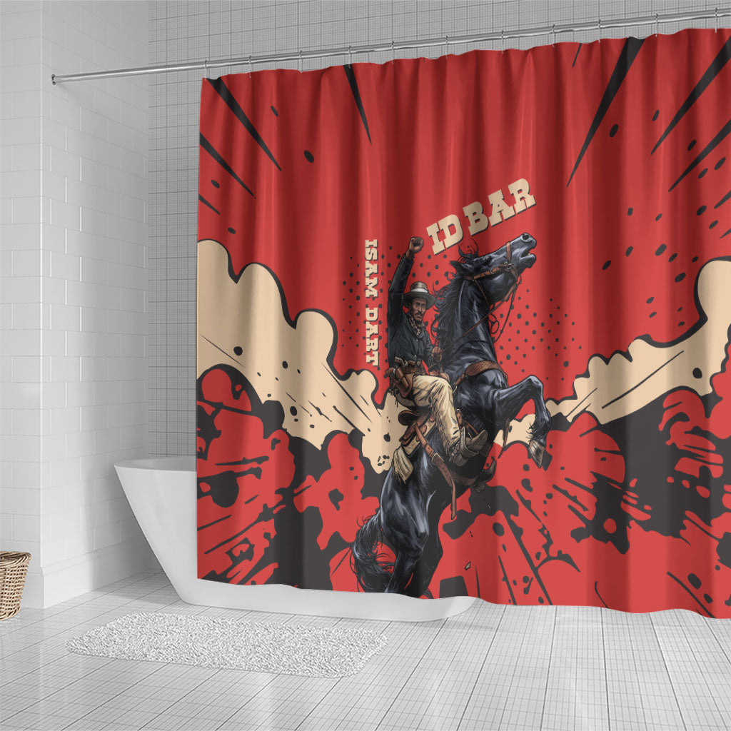 Isom Dart Black Cowboy Shower Curtain Wild West Outlaw Vintage Comic Art