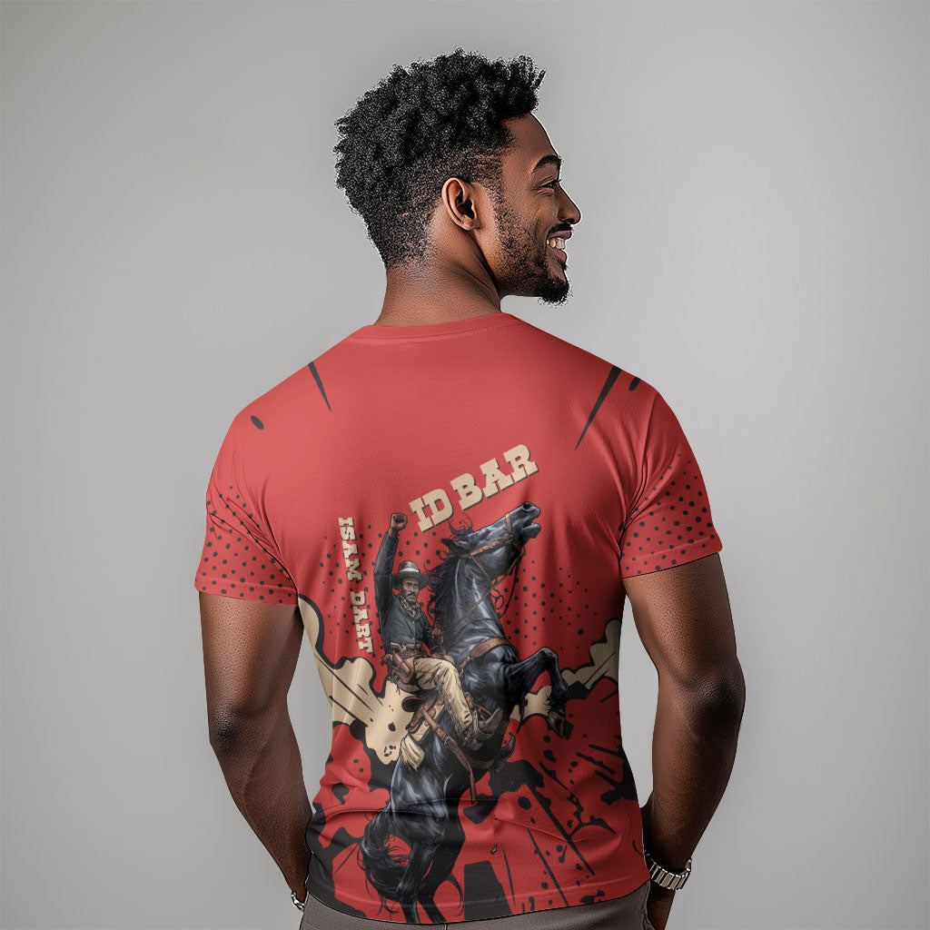 Isom Dart Black Cowboy T shirt Wild West Outlaw Vintage Comic Art