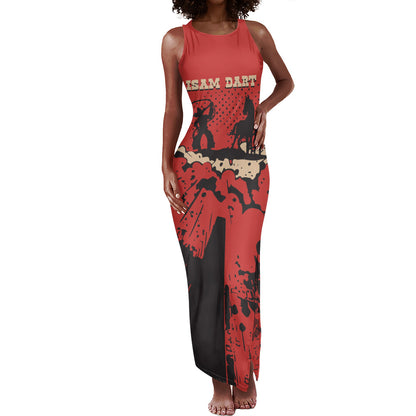 Isom Dart Black Cowboy Tank Maxi Dress Wild West Outlaw Vintage Comic Art