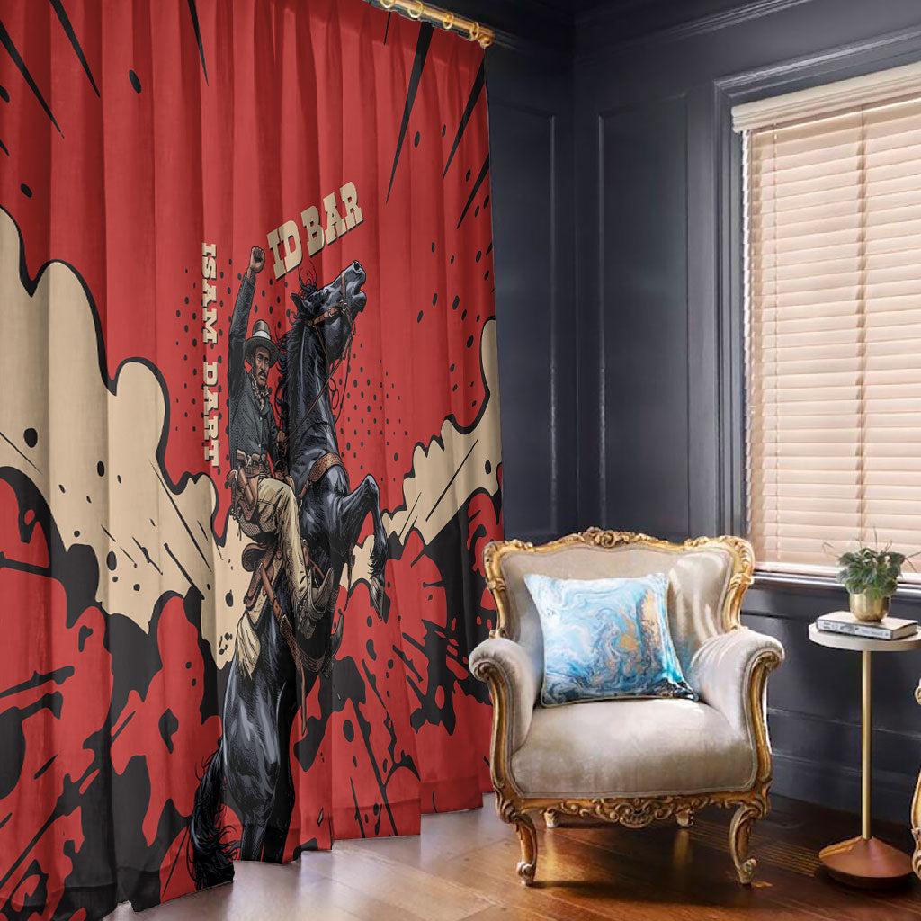 Isom Dart Black Cowboy Window Curtain Wild West Outlaw Vintage Comic Art