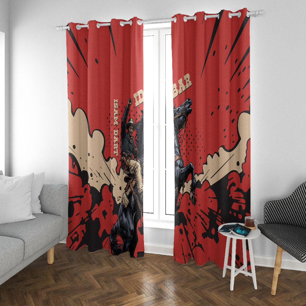 Isom Dart Black Cowboy Window Curtain Wild West Outlaw Vintage Comic Art