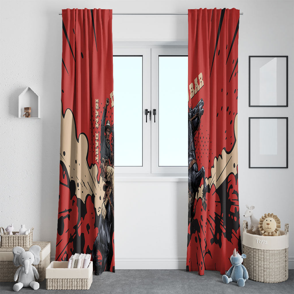 Isom Dart Black Cowboy Window Curtain Wild West Outlaw Vintage Comic Art