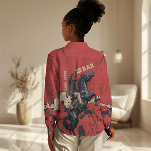 Isom Dart Black Cowboy Women Casual Shirt Wild West Outlaw Vintage Comic Art