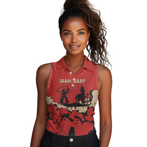 Isom Dart Black Cowboy Women Sleeveless Polo Shirt Wild West Outlaw Vintage Comic Art