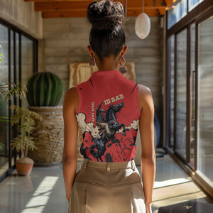 Isom Dart Black Cowboy Women Sleeveless Polo Shirt Wild West Outlaw Vintage Comic Art