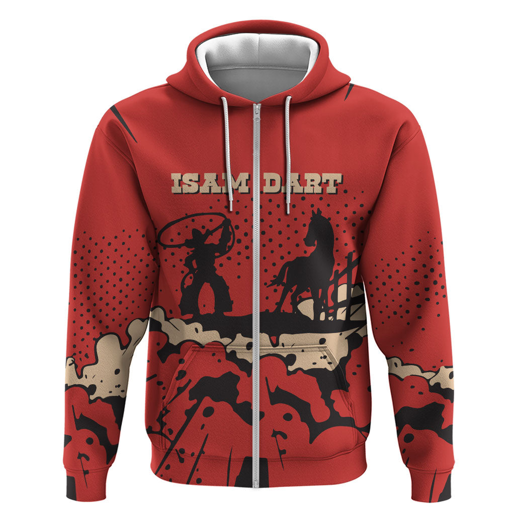 Isom Dart Black Cowboy Zip Hoodie Wild West Outlaw Vintage Comic Art