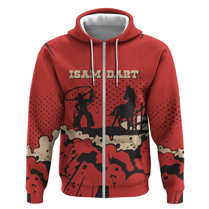 Isom Dart Black Cowboy Zip Hoodie Wild West Outlaw Vintage Comic Art