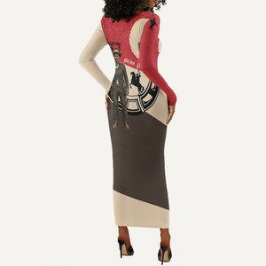 Isom Dart Legend Of The West Long Sleeve Bodycon Dress Vintage Horseshoe Western