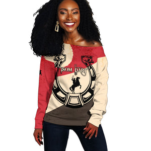 Isom Dart Legend Of The West Off Shoulder Sweater Vintage Horseshoe Western