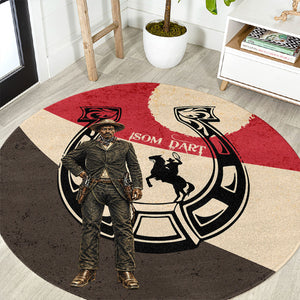 Isom Dart Legend Of The West Round Carpet Vintage Horseshoe Western