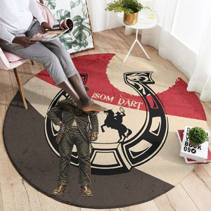 Isom Dart Legend Of The West Round Carpet Vintage Horseshoe Western