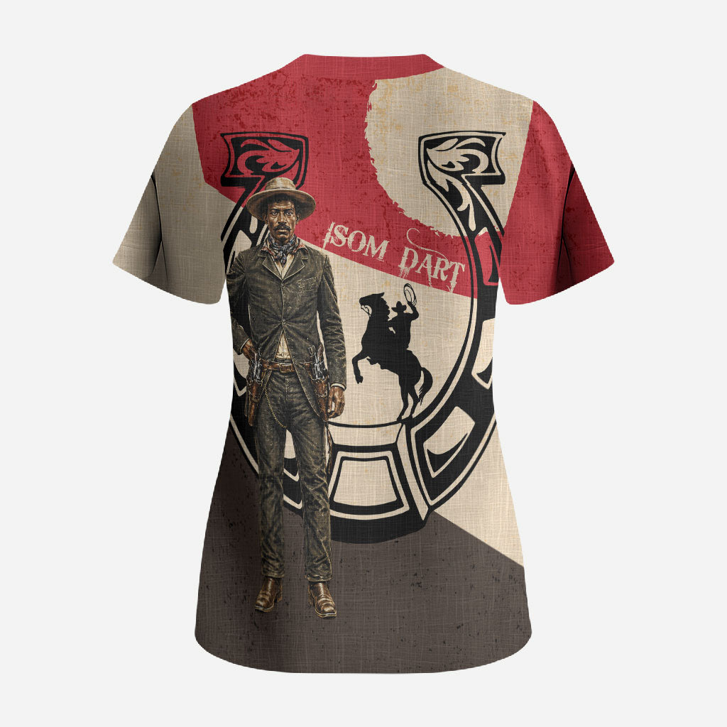 Isom Dart Legend Of The West Scrub Top Vintage Horseshoe Western