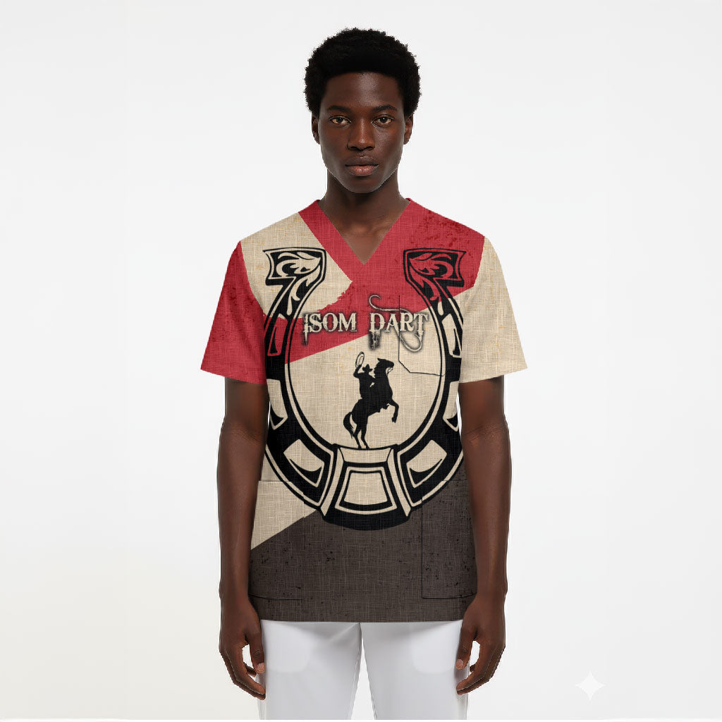 Isom Dart Legend Of The West Scrub Top Vintage Horseshoe Western