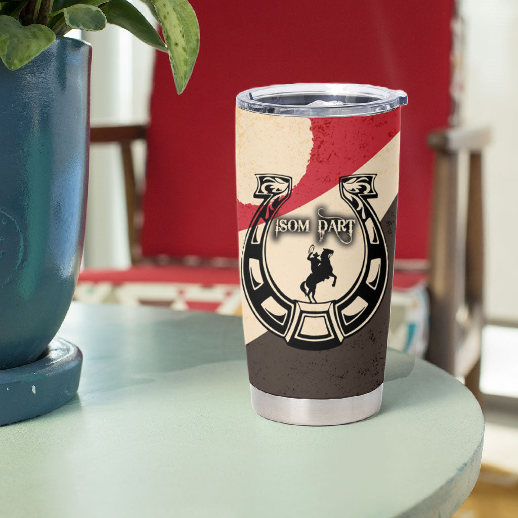 Isom Dart Legend Of The West Tumbler Cup Vintage Horseshoe Western