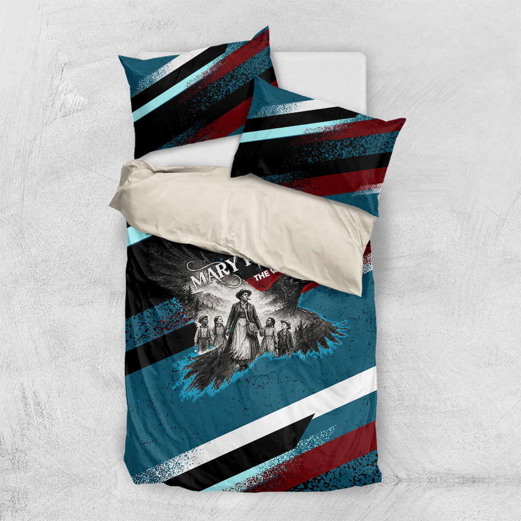 Mary Fields The White Crow Bedding Set Vintage Grunge Wild West Portrait And Crow