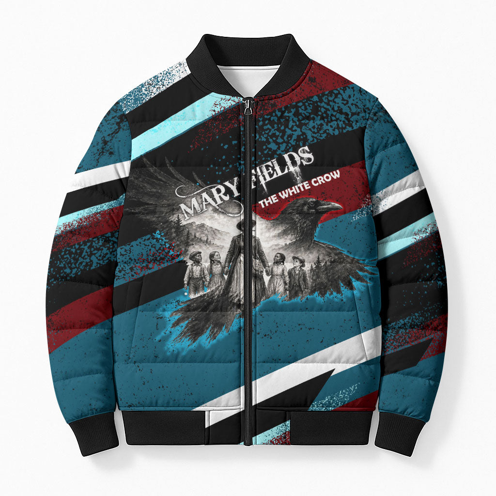 Mary Fields The White Crow Bomber Puffer Jacket Vintage Grunge Wild West Portrait And Crow