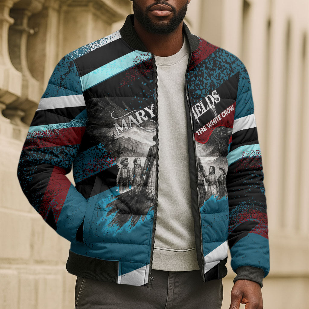 Mary Fields The White Crow Bomber Puffer Jacket Vintage Grunge Wild West Portrait And Crow