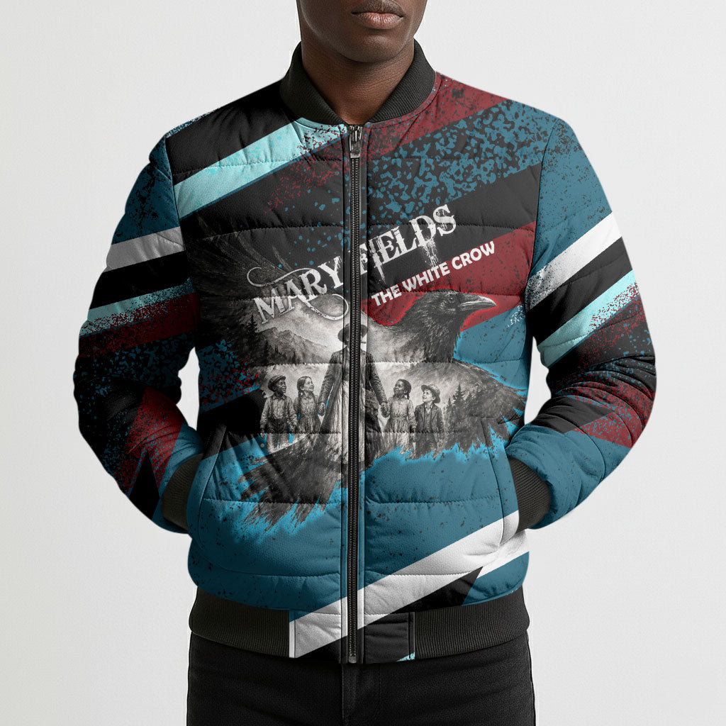 Mary Fields The White Crow Bomber Puffer Jacket Vintage Grunge Wild West Portrait And Crow