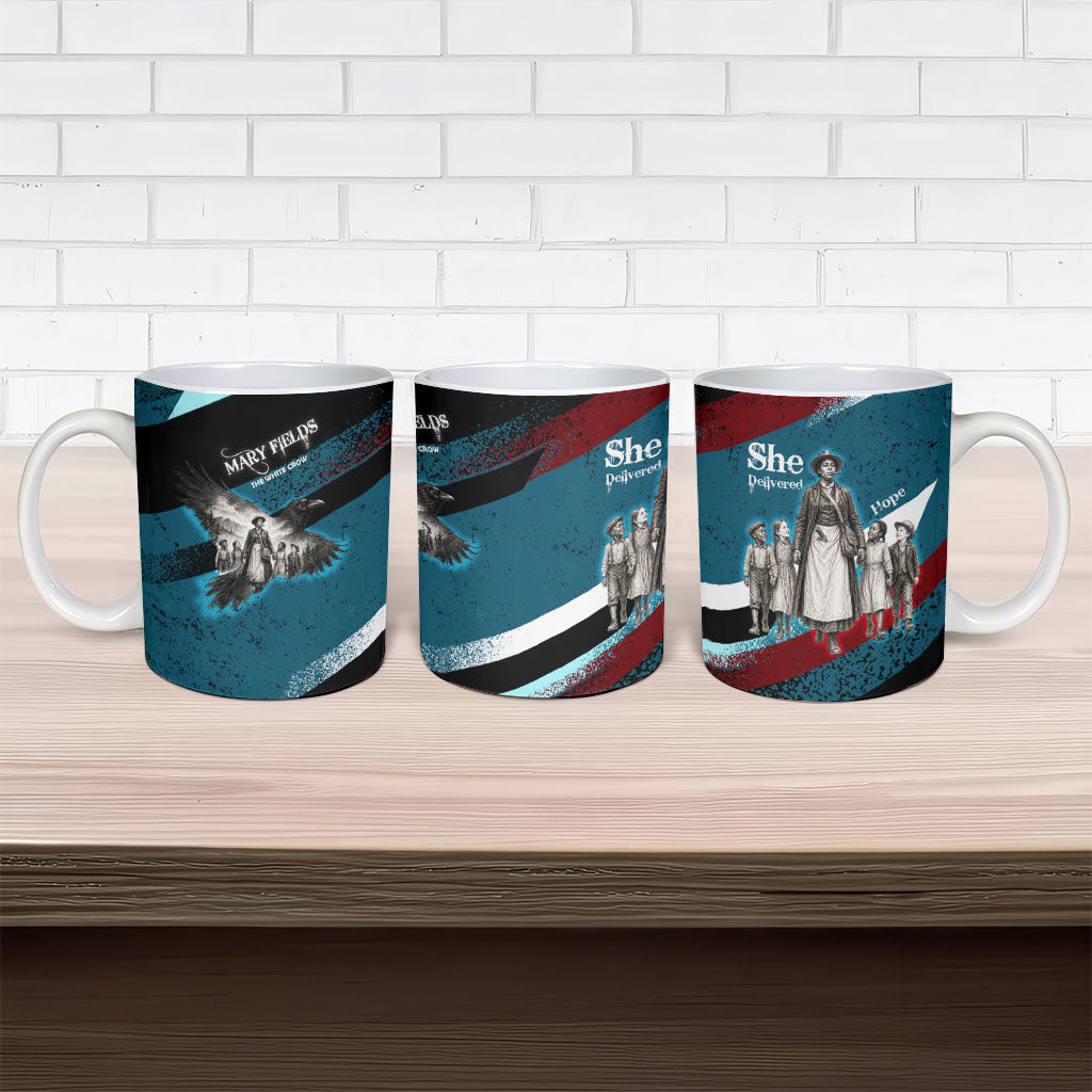 Mary Fields The White Crow Ceramic Mug Vintage Grunge Wild West Portrait And Crow