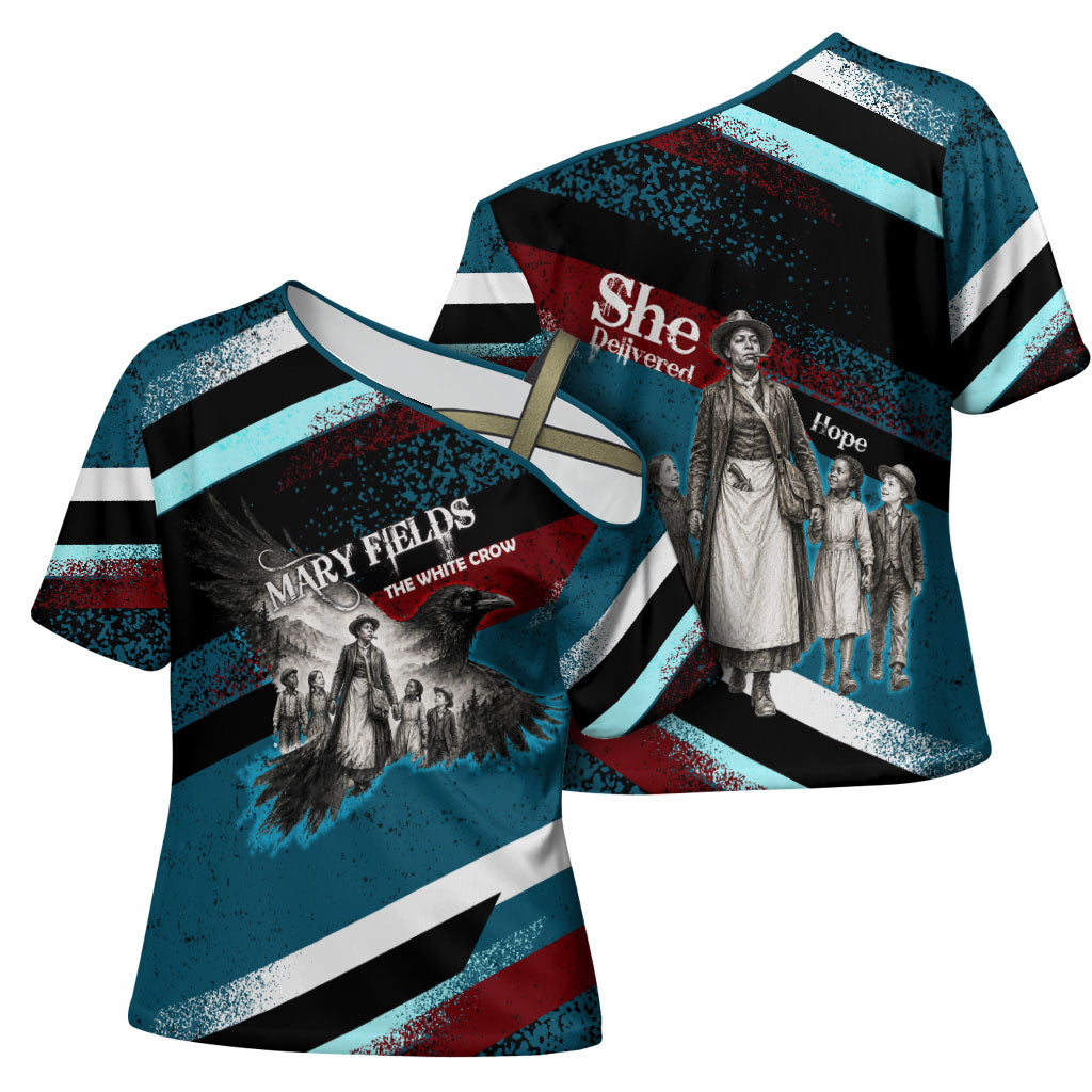 Mary Fields The White Crow Cross Shoulder Shirt Vintage Grunge Wild West Portrait And Crow
