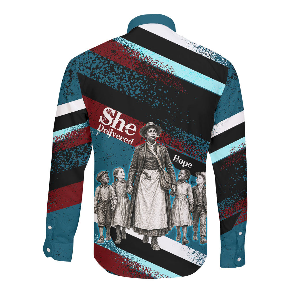 Mary Fields The White Crow Long Sleeve Button Shirt Vintage Grunge Wild West Portrait And Crow