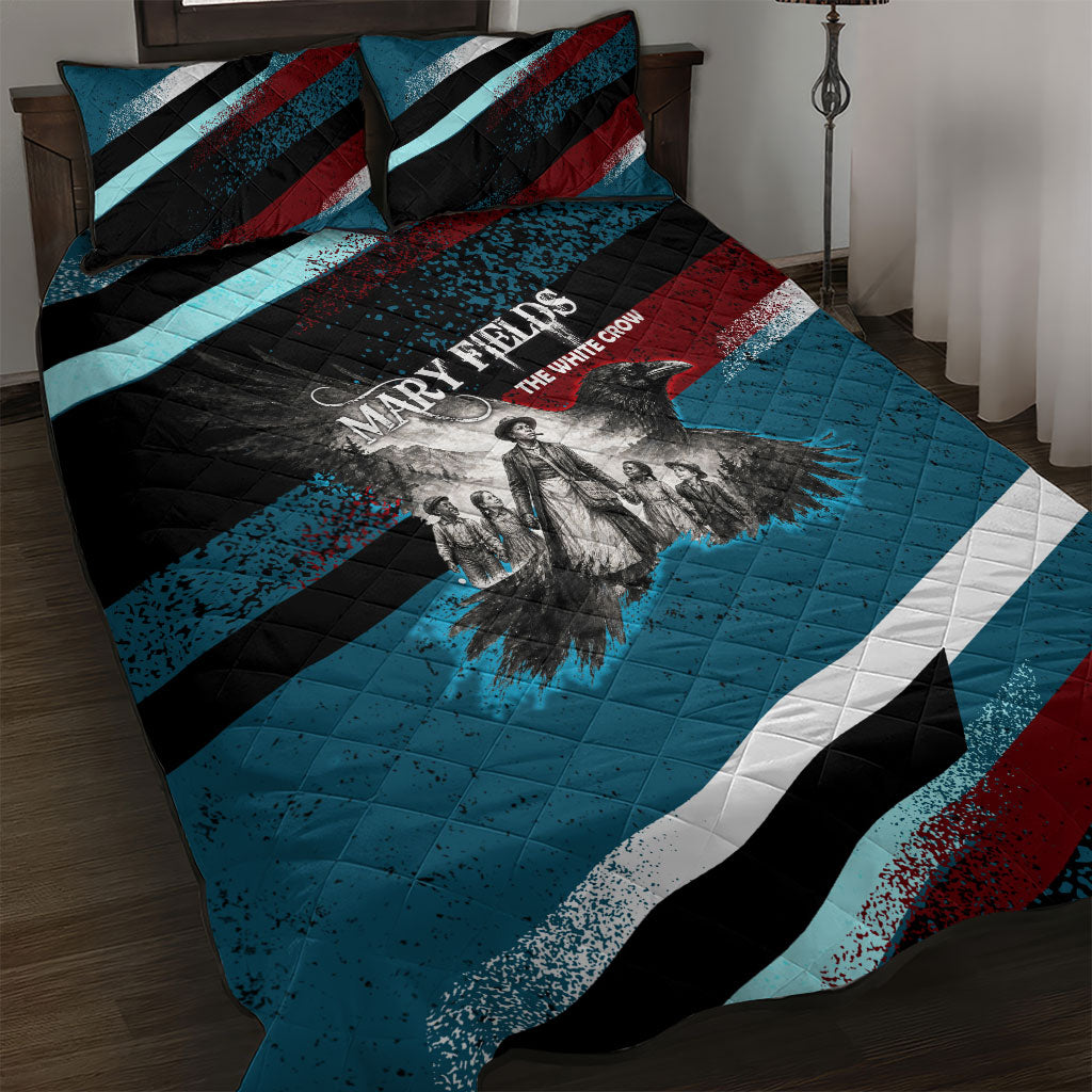 Mary Fields The White Crow Quilt Bed Set Vintage Grunge Wild West Portrait And Crow