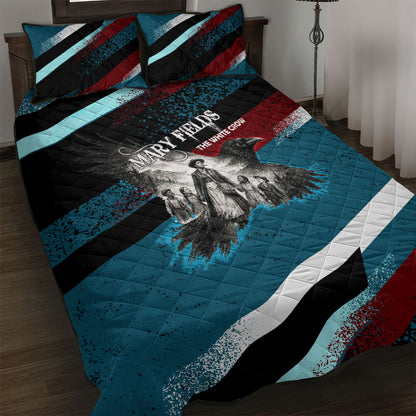 Mary Fields The White Crow Quilt Bed Set Vintage Grunge Wild West Portrait And Crow