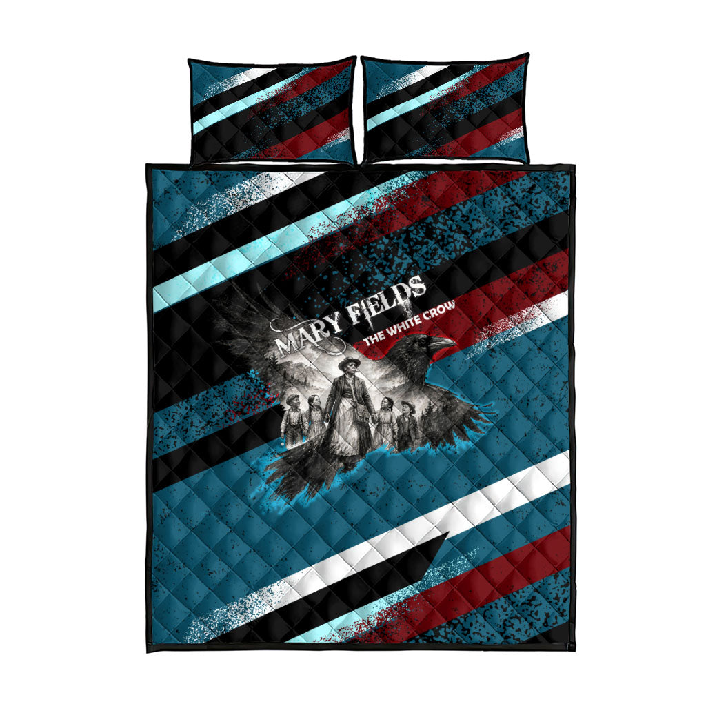Mary Fields The White Crow Quilt Bed Set Vintage Grunge Wild West Portrait And Crow