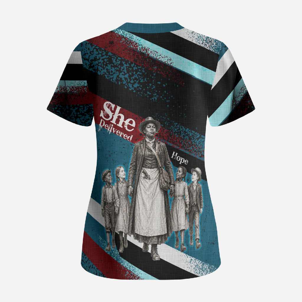 Mary Fields The White Crow Scrub Top Vintage Grunge Wild West Portrait And Crow
