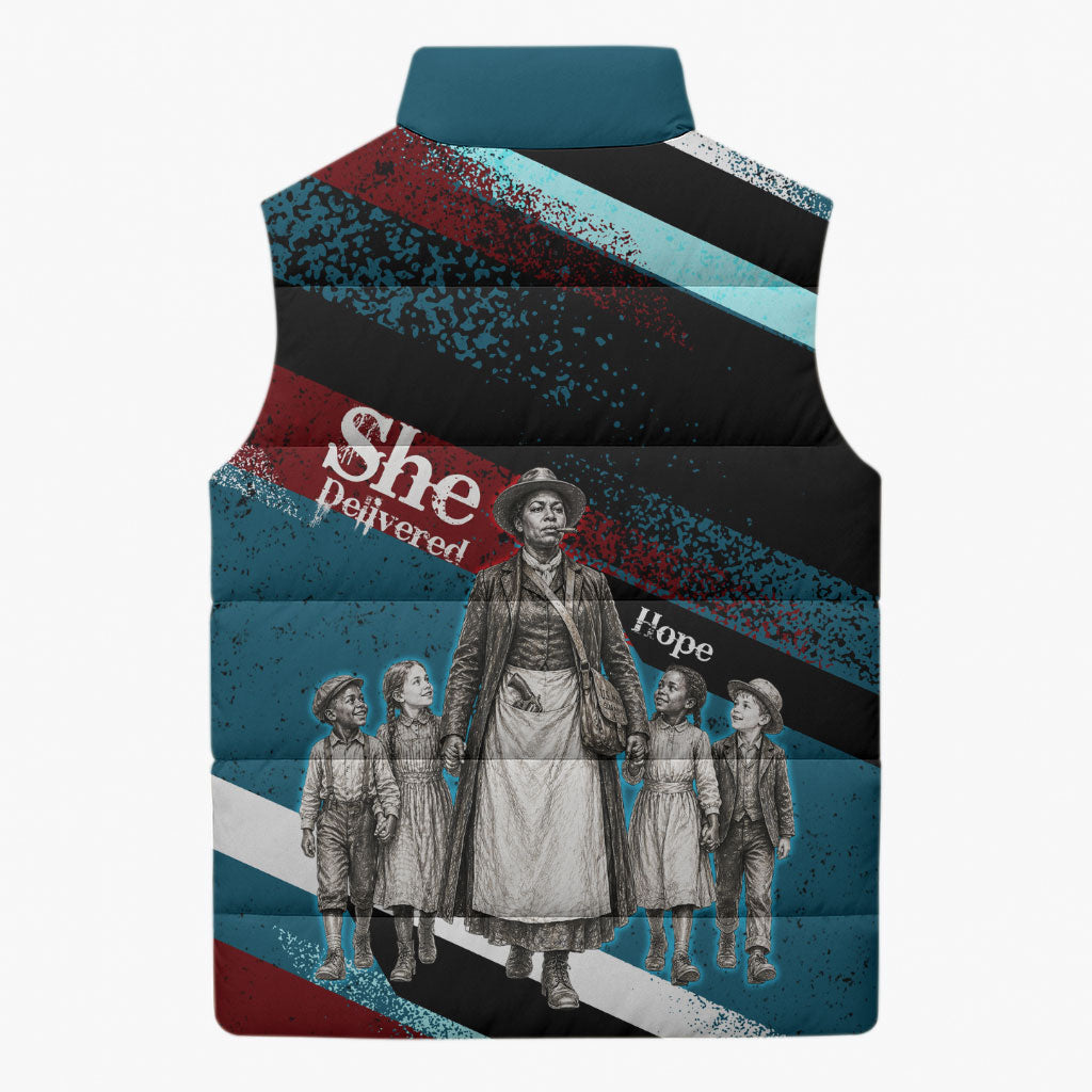 Mary Fields The White Crow Sleeveless Puffer Jacket Vintage Grunge Wild West Portrait And Crow