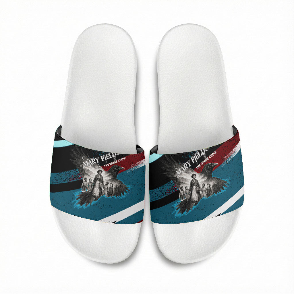 Mary Fields The White Crow Slide Sandals Vintage Grunge Wild West Portrait And Crow